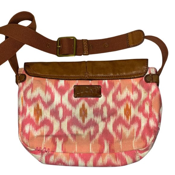 LUCKY BRAND HIPPIE BOHO CROSSBODY Pink and Brown - Picture 11 of 12